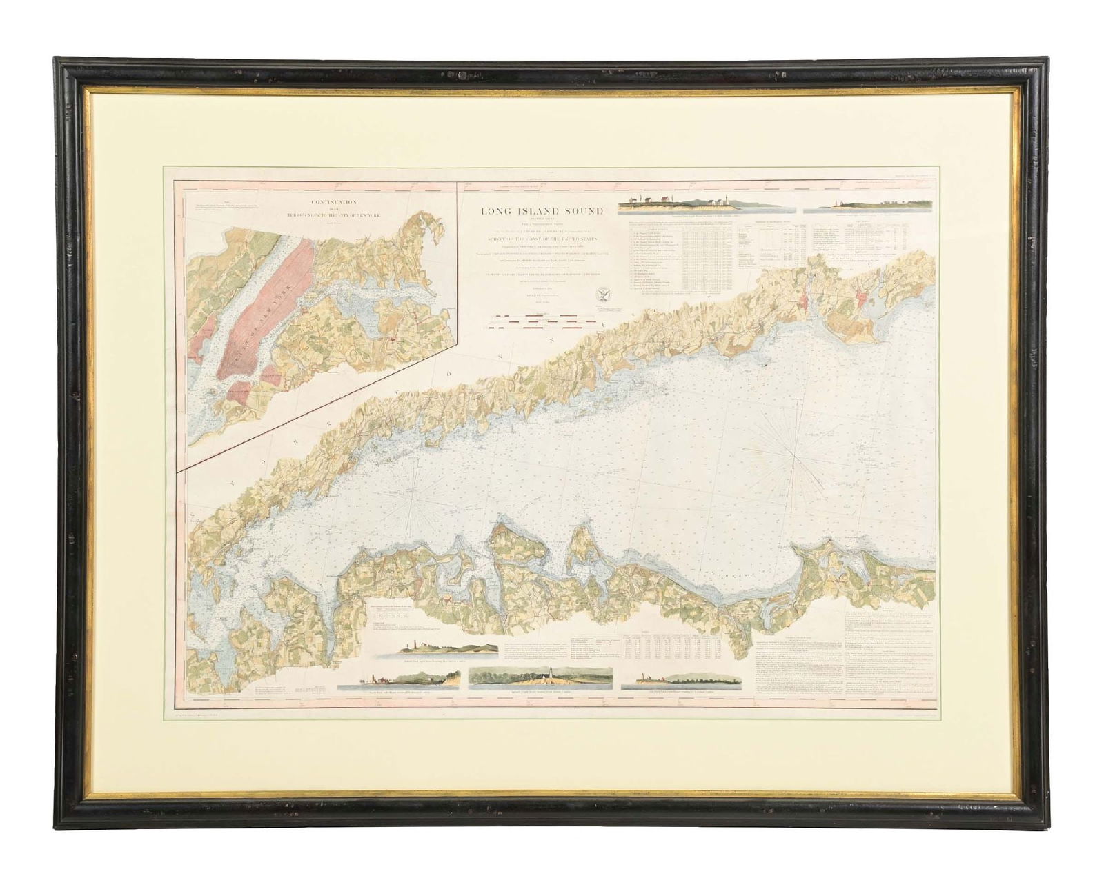 FRAMED CHART OF LONG ISLAND SOUND, 1855 (1 of 2)