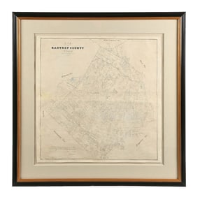 FRAMED MAP OF BASTROP COUNTY TEXAS