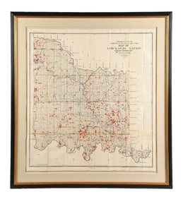 FRAMED MAP OF CHICKASAW NATION 1903