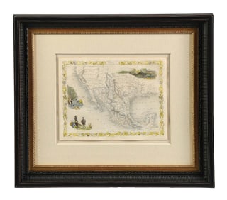 FRAMED MAP OF MEXICO, CALIFORNIA AND TEXAS