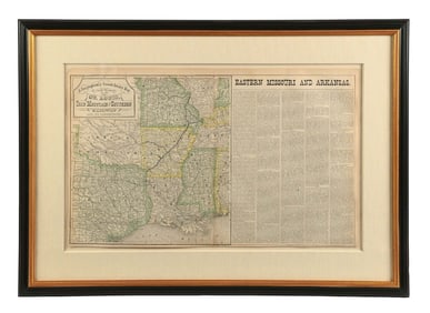 FRAMED MAP OF ST. LOUIS IRON MOUNTAIN AND SOUTHERN RAILWAY