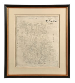 FRAMED MAP OF TYLER COUNTY TEXAS 1879