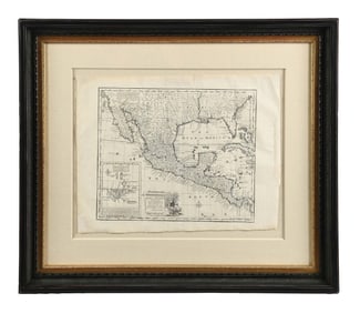FRAMED MAP OF MEXICO OR NEW SPAIN TOGETHER WITH CALIFORNIA NEW MEXICO