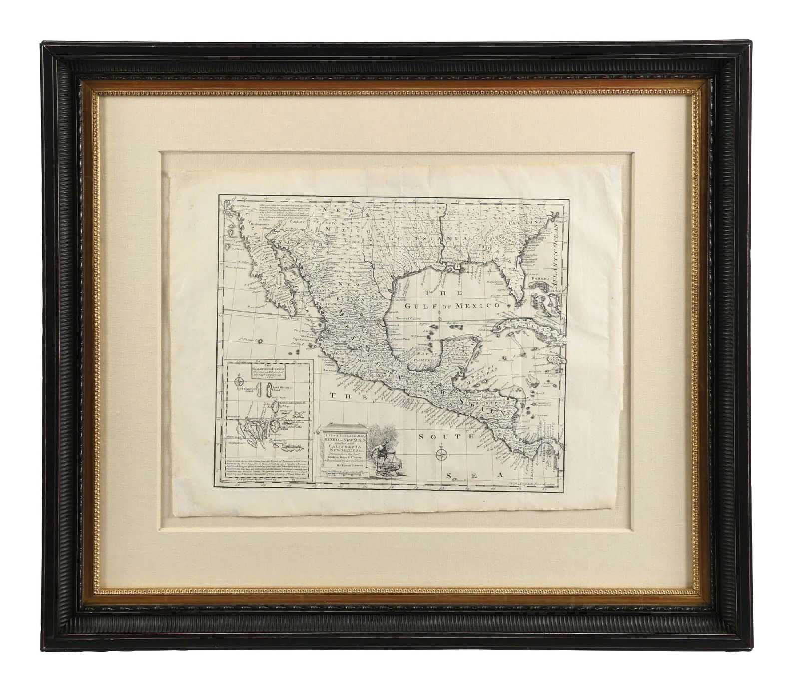 FRAMED MAP OF MEXICO OR NEW SPAIN TOGETHER WITH CALIFORNIA NEW MEXICO (1 of 3)