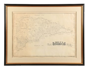 FRAMED MAP OF DELTA COUNTY TEXAS 1889