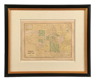 FRAMED MAP OF OKLAHOMA AND INDIAN TERRITORIES