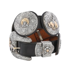 HOLLYWOOD CLASSICS STERLING & GOLD CONCHO BELT