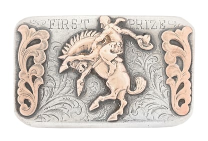 EDWARD H. BOHLIN HOLLYWOOD SILVER AND GOLD TROPHY BUCKLE