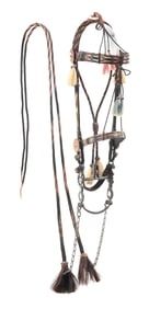 A DEER LODGE, MONTANA HITCHED HORSEHAIR BRIDLE