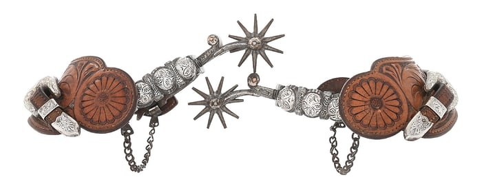 TOM HUNT CALIFORNIA SPURS W/ EDWARD H. BOHLIN STRAPS