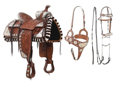 IMPRESSIVE SILVER AND GOLD MOUNTED EDWARD H. BOHLIN PARADE SADDLE ENSEMBLE