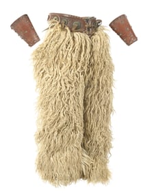 C. P. SHIPLEY WHITE WOOLIE CHAPS & STUDDED CUFFS