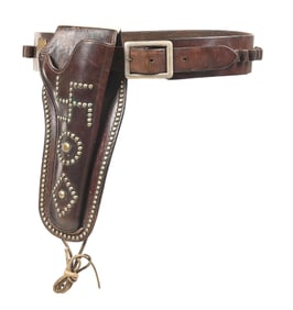 NICKLE STUDDED H. H. HEISER HOLSTER AND BELT RIG