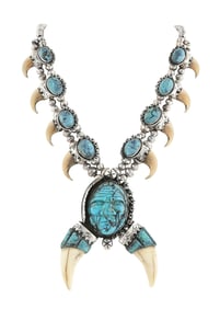 HENRY CHEYENNE TURQUOISE AND BEAR CLAW NECKLACE