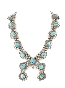 TURQUOISE STERLING SILVER SQUASH BLOSSOM NECKLACE