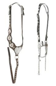 A MORALES FEDERAL SHIELD BIT ON A CARD SUIT BRIDLE W/MARTINGALE