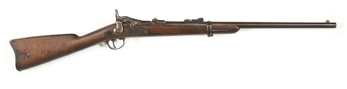 (A) CUSTER RANGE SPRINGFIELD MODEL 1873 TRAPDOOR CARBINE.