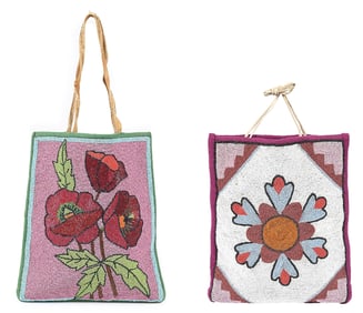 PAIR OF PLATEAU BEADED FLAT BAGS