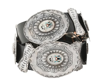 TAWNEY WILLIE NAVAJO STERLING SILVER CONCHO BELT