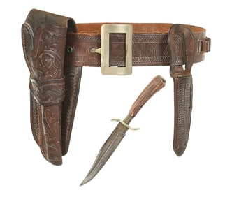 FRONTIER HOLSTER, BELT AND BOWIE KNIFE SHEATH