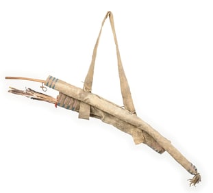 A CROW PONY BEADED BOW CASE AND ARROW QUIVER