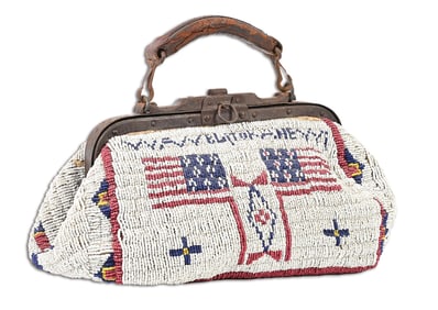 LAKOTA PATRIOTIC PICTORIAL BEADED DOCTOR'S BAG, CIRCA 1880