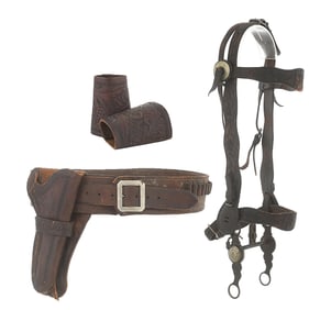 MILES CITY SADDLERY MARKED RIG, BRIDLE AND WRIST CUFFS