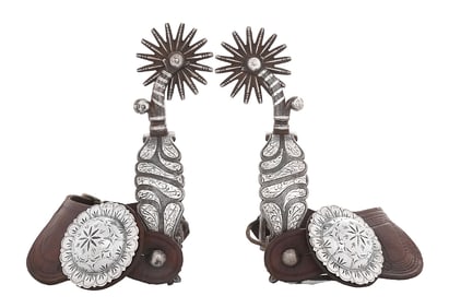 VISALIA STOCK SADDLE CO SILVER INLAID CALIFORNIA SPURS