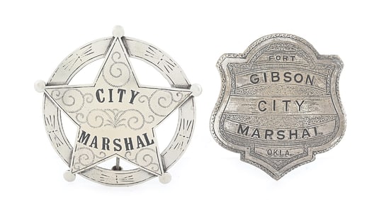 LOT OF 2 WESTERN CITY MARSHAL BADGES