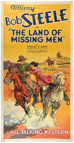 TIFFANY PRESENTS BOB STEELE IN "THE LAND OF MISSING MEN" MOVIE LOBBY POSTER