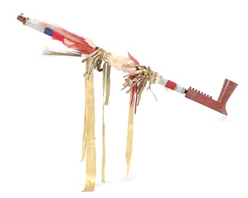 BLACKFOOT SOCIETY PIPE AND BEADED PIPESTEM