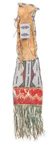 BEADED AND QUILLED NORTHERN PLAINS PIPE AND TOBACCO BAG
