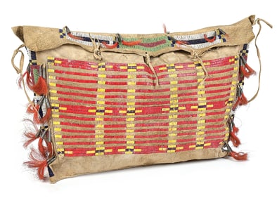 PLAINS BEADED AND QUILLED TEEPEE / POSSIBLE BAG