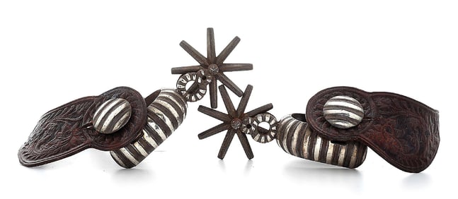 SILVER INLAID 19TH CENTURY MEXICAN SPURS