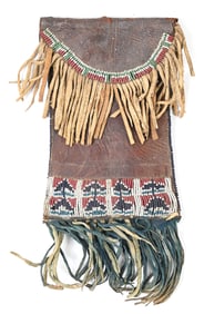 KIOWA FRINGED POUCH WITH FLAP, C. 1880