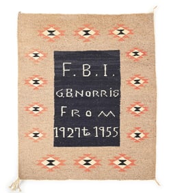 A DATED AND PERSONALIZED PICTORIAL NAVAJO TEXTILE