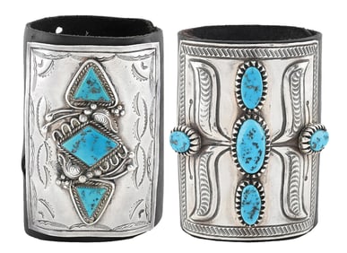 2 CONTEMPORARY STERLING SILVER AND TURQUOISE KETOHS