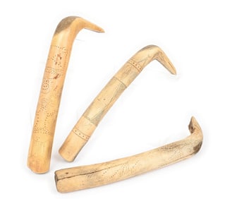 LOT OF 3 NATIVE AMERICAN ELK ANTLER HIDE SCRAPERS