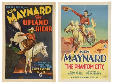 A PAIR OF 2 KEN MAYNARD MOVIE POSTERS; "THE PHANTOM CITY" & "THE UPLAND RIDER"