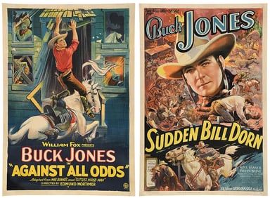 A PAIR OF BUCK JONES MOVIE POSTERS; "AGAINST ALL ODDS" & "SUDDEN BILL DORN"