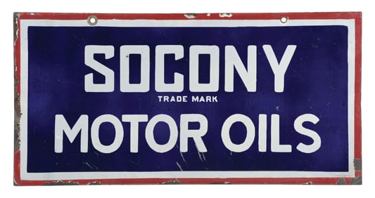 SOCONY MOTOR OILS PORCELAIN SERVICE STATION SIGN