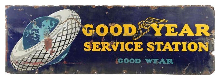 GOODYEAR TIRES SERVICE STATION PORCELAIN SIGN