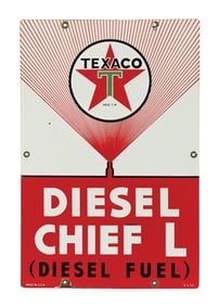 TEXACO DIESEL CHIEF "L" PORCELAIN PUMP PLATE SIGN