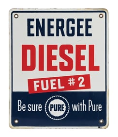 PURE ENERGEE DIESEL FUEL #2 PORCELAIN PUMP PLATE