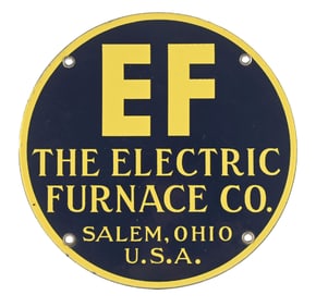 THE ELECTRIC FURNACE COMPANY SALEM OHIO PORCELAIN SIGN