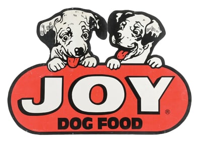JOY DOG FOOD DIE-CUT TIN STORE DISPLAY SIGN