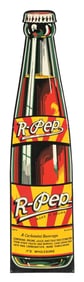 R PEP SODA POP EMBOSSED TIN BOTTLE SIGN
