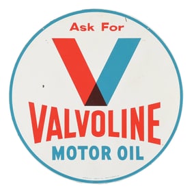 ASK FOR VALVOLINE MOTOR OIL TIN SERVICE STATION SIGN