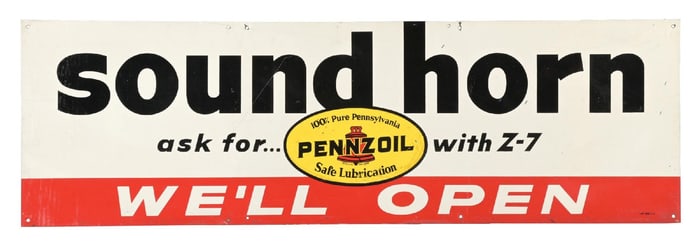 PENNZOIL MOTOR OILS TIN SERVICE STATION SIGN