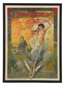 OUTSTANDING MICHELIN TIRES FRAMED POSTER W/ WINGGED TIRE GRAPHIC